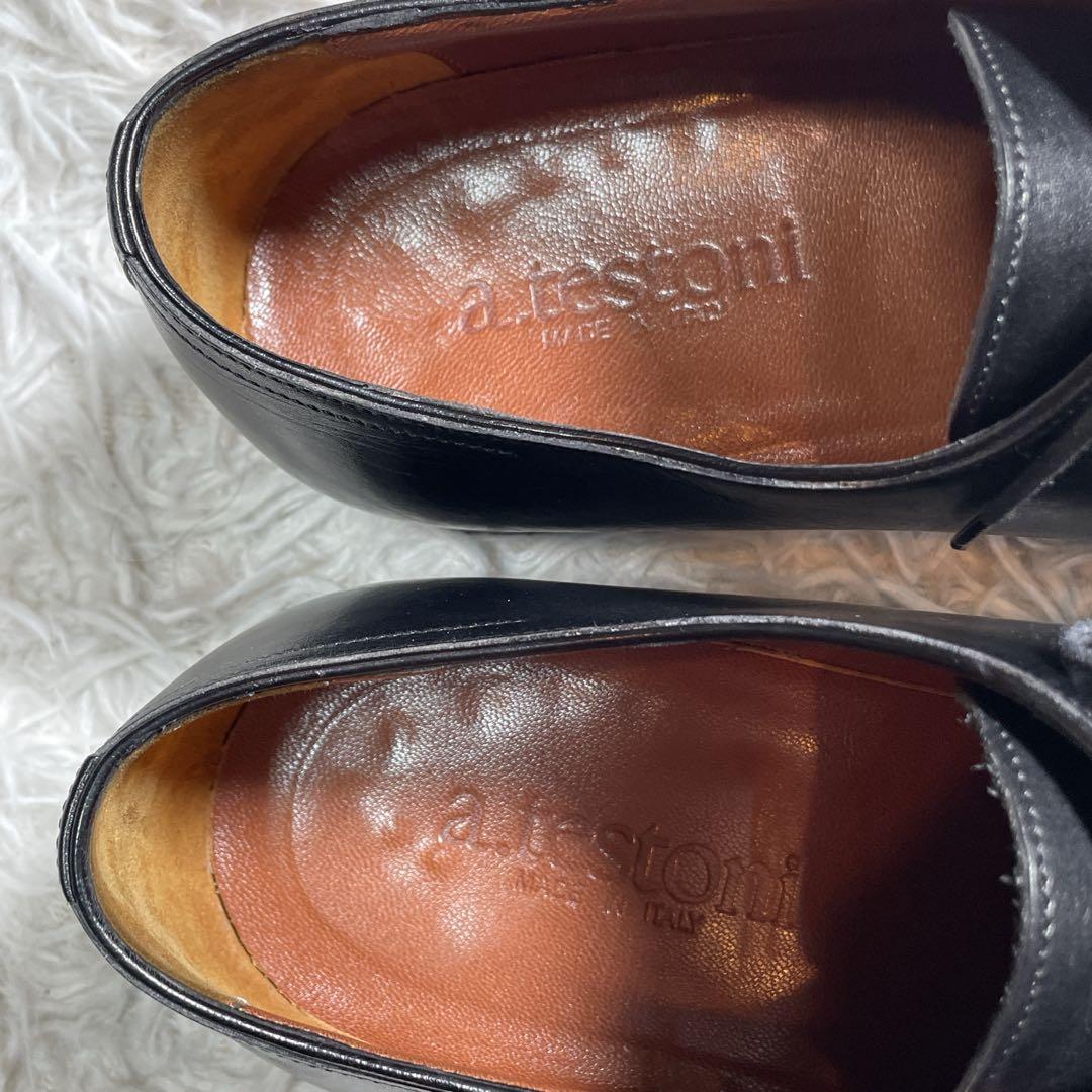 アテストーニ　内羽根　ドレスシューズ　レザー　ホールカット　ブラック　黒　26