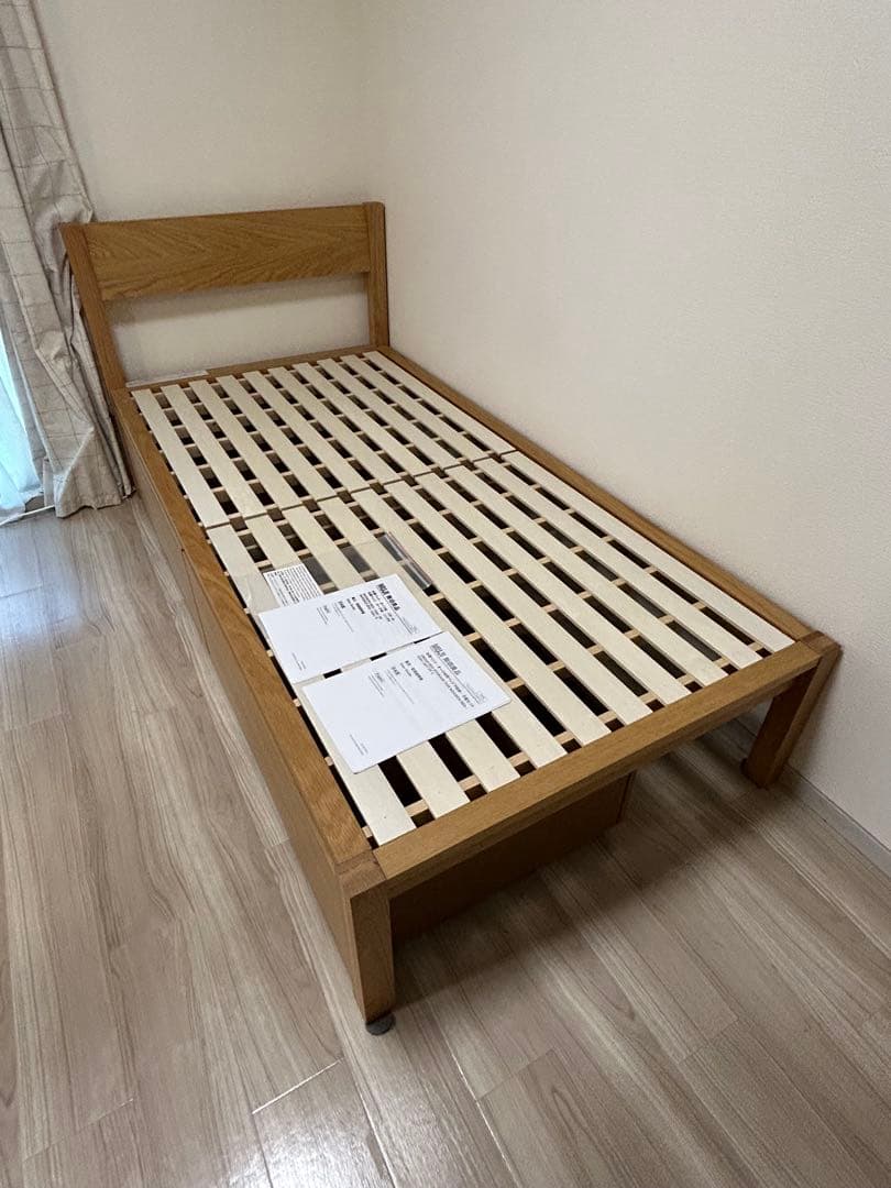 シングルベッドフレーム 木製 引き出し付き