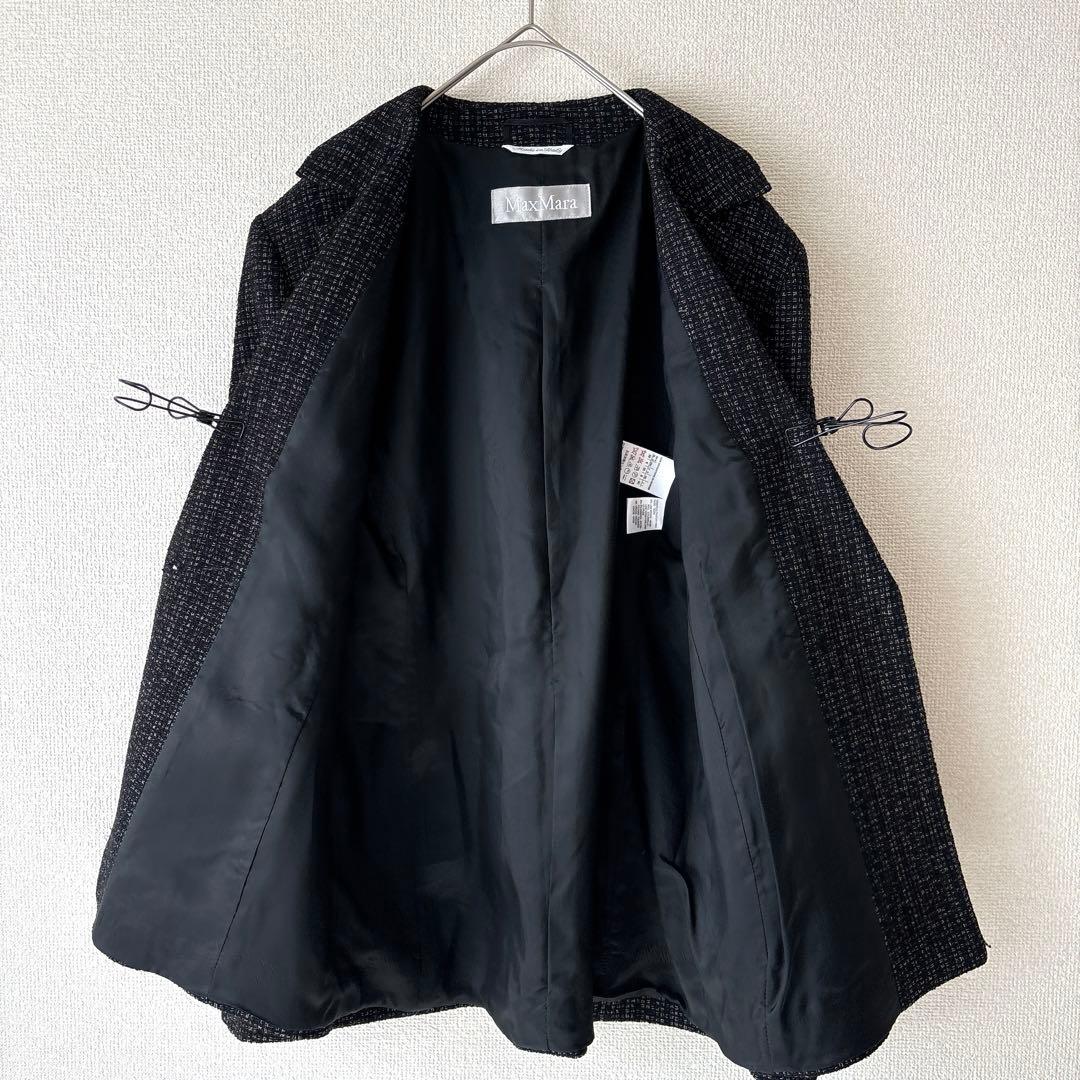 美品✨マックスマーラ テーラード ウール ツイード ジャケット 黒 白 40 L