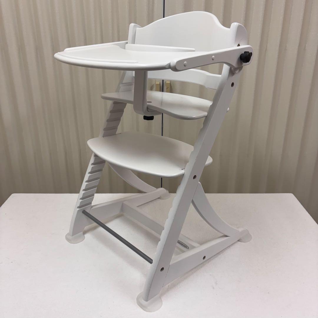 除菌清掃済☆美品☆　大和屋　すくすくチェアイーエヌ　テ―ブル＆ガード付　ホワイト