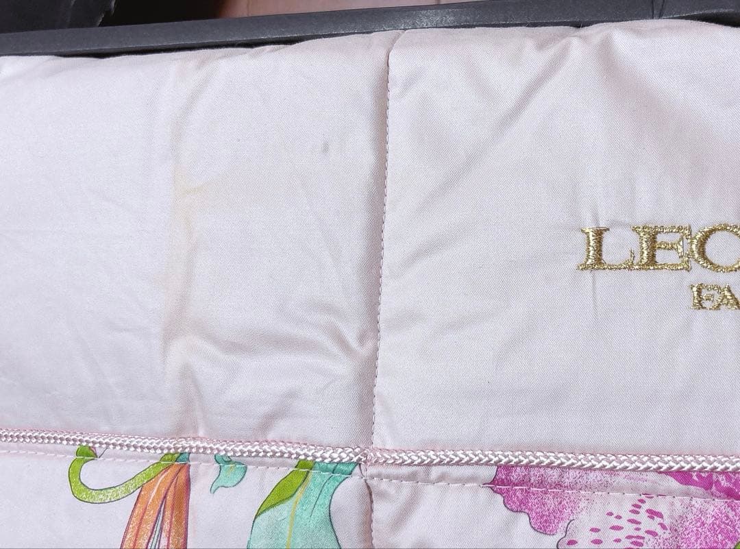 希少 LEONARD FASHION 高級 シルク　掛け布団　花柄