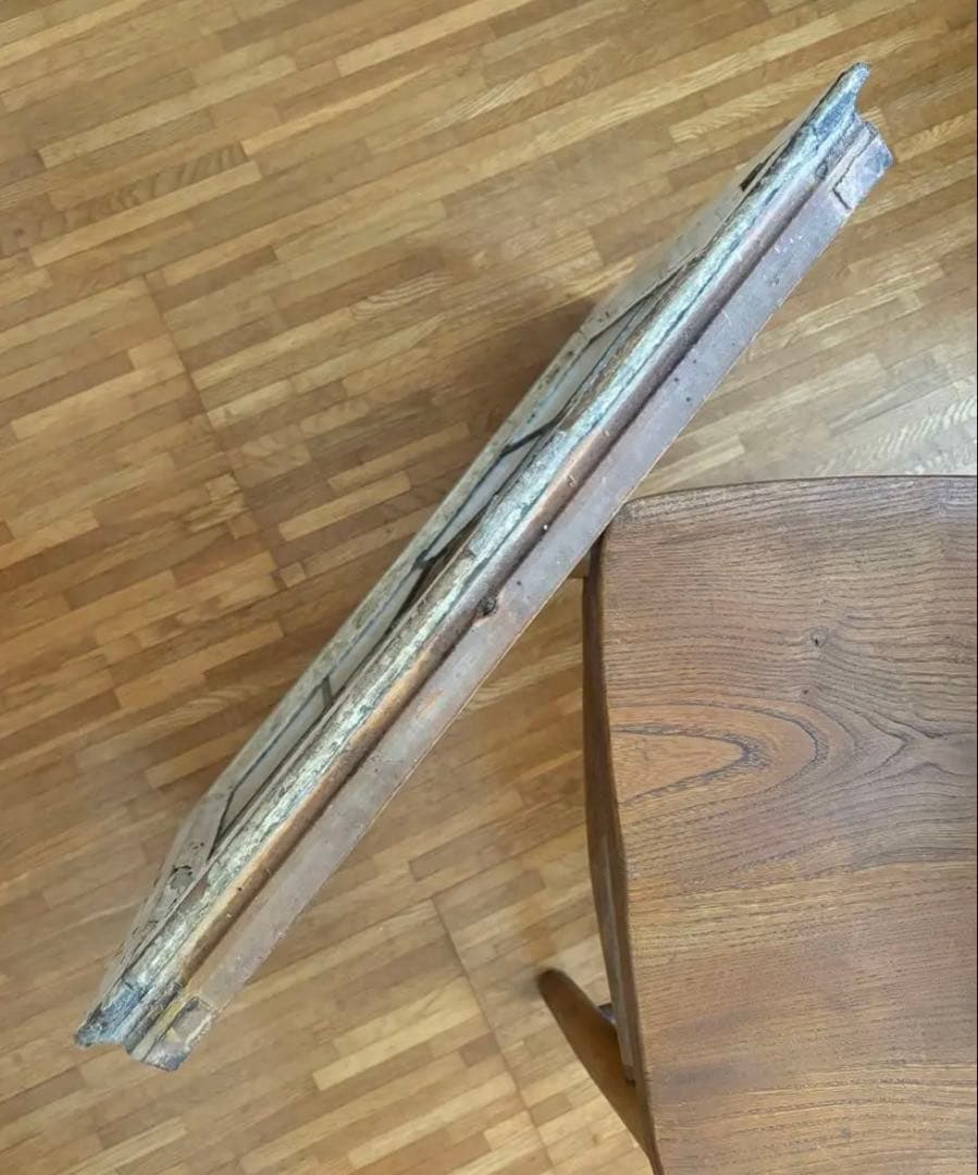 【最終価格】ステンドグラス ダイヤモンド型　窓枠 アンティーク　シャビーシック