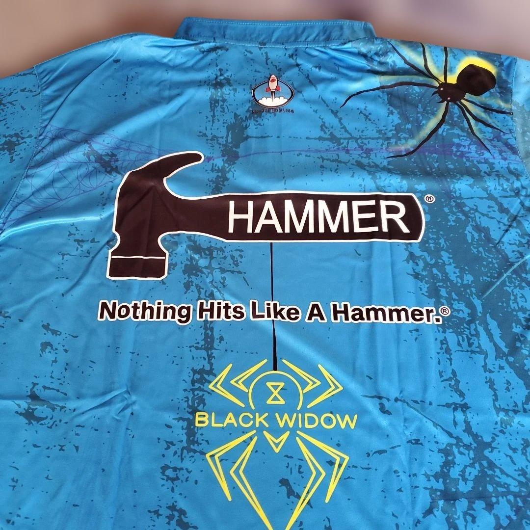 ✨新品✨ボウリングウェア　【5XL】　ブラックウィドー　ハンマー　ブルー　大きめ