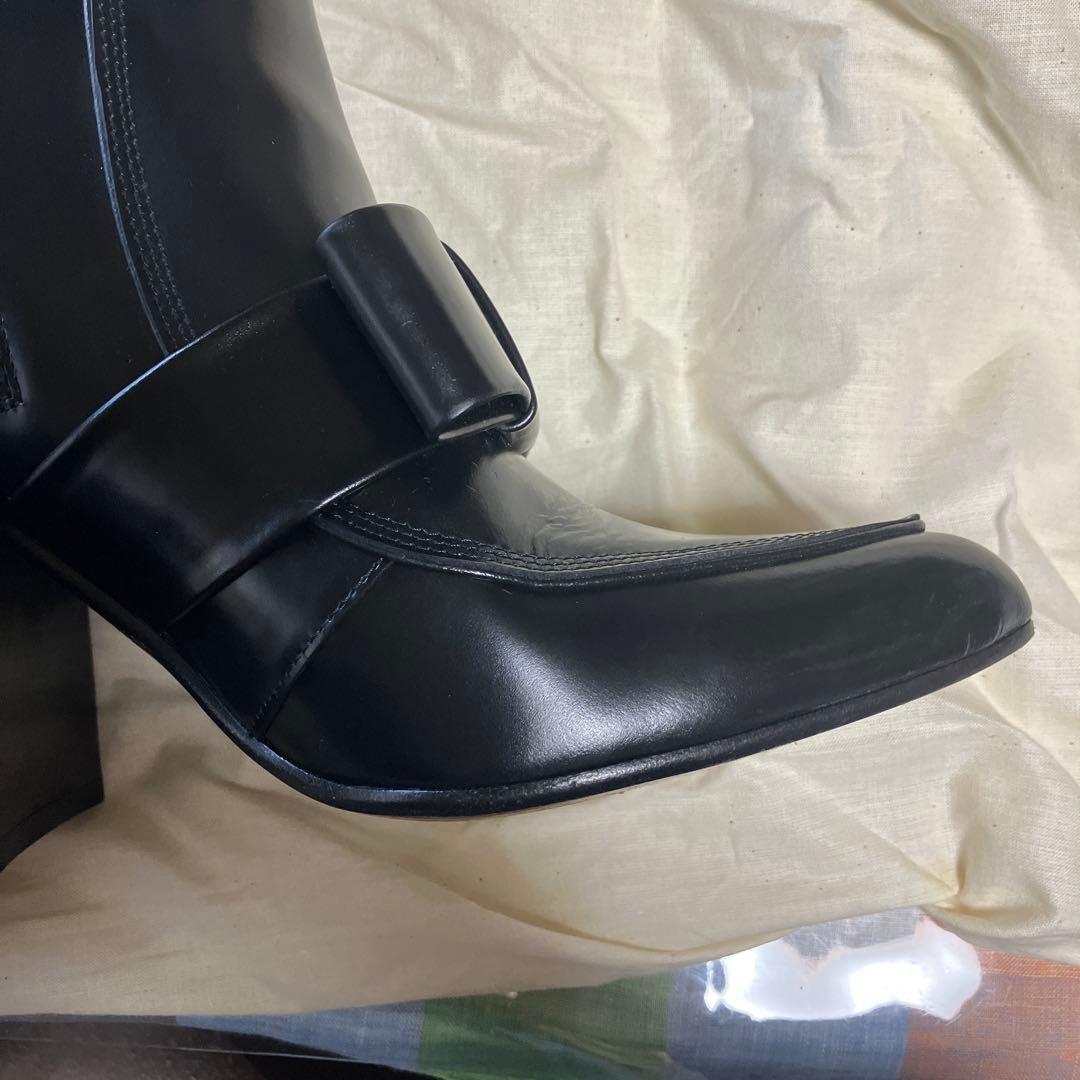 MARNI マルニ　レザーリボンショートブーツ　ブラック