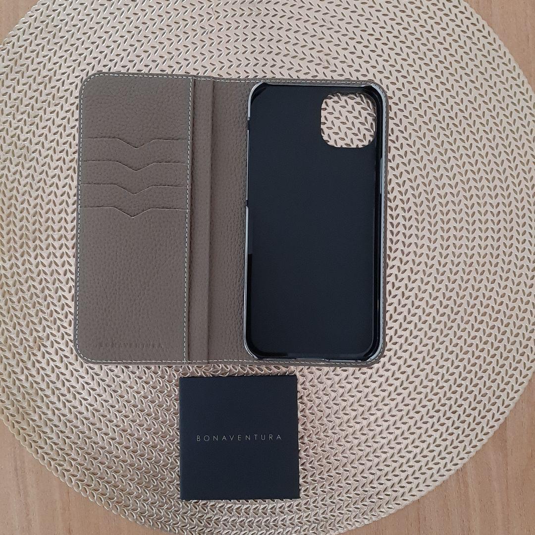ボナベンチュラiPhone14Plusダイアリーケース　エトープ　シュリンクレザ