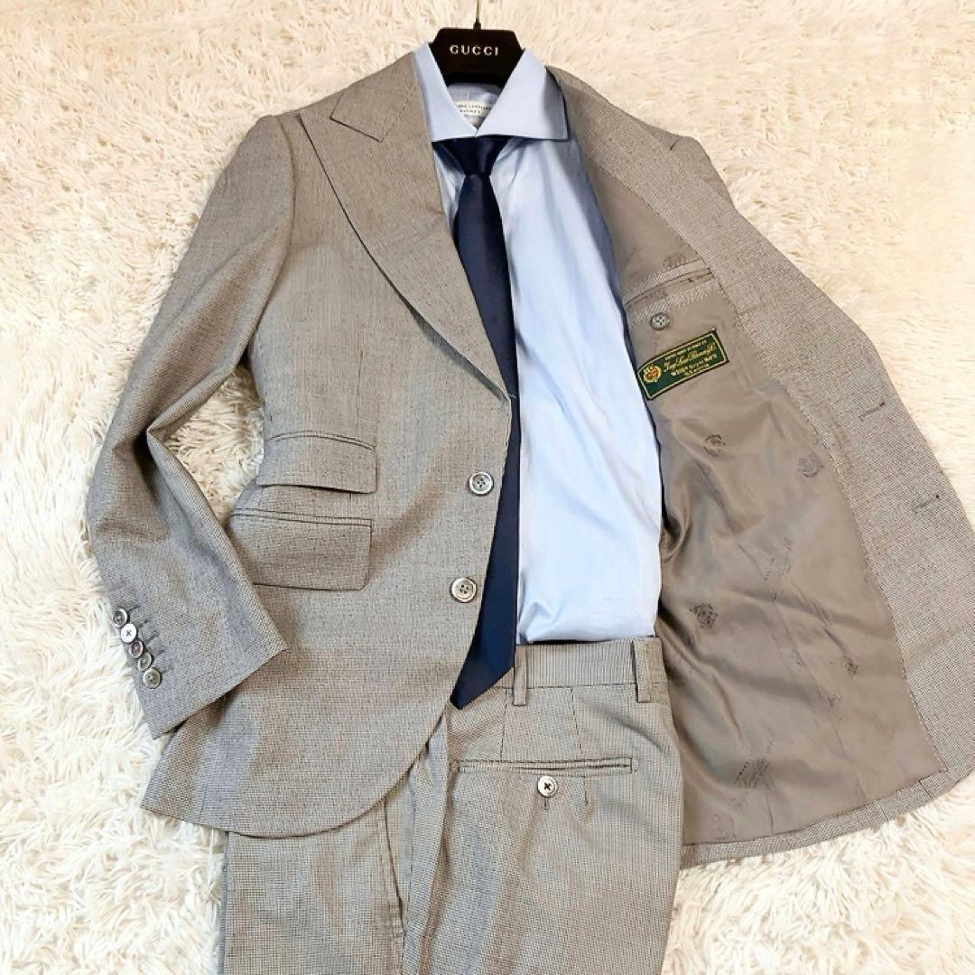 【裏地ロゴ・160's】Loro Piana　スーツ　千鳥柄　正規緑タグ　L貝釦