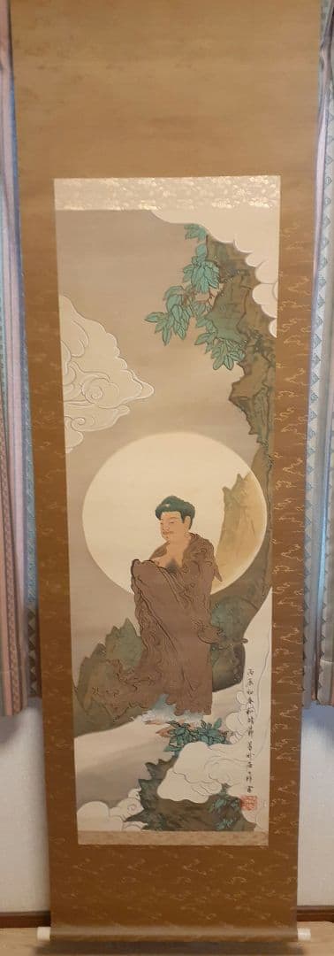 浮世絵掛軸 月夜の人物