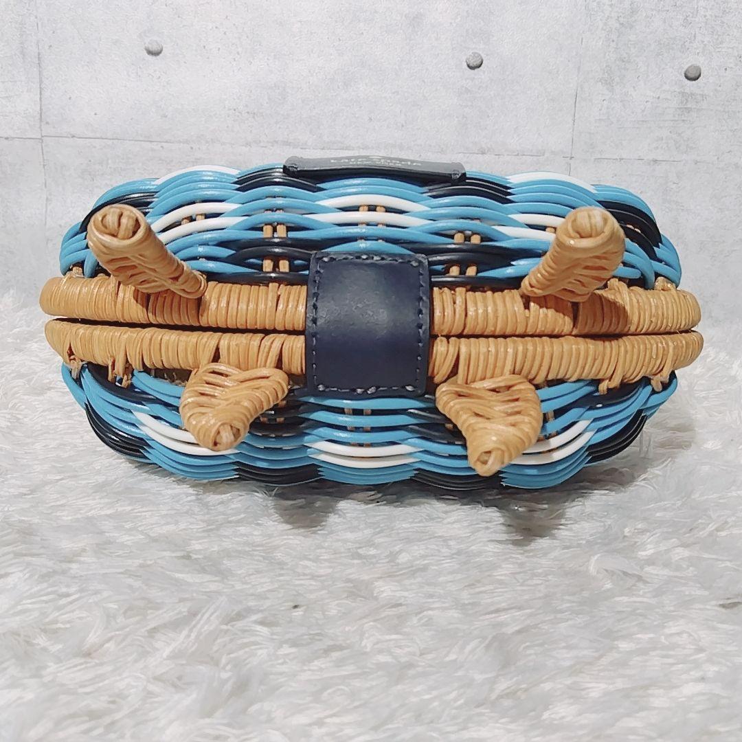 【極美品】ケイトスペード　ウィッカークラブ　かごバッグ　ショルダー　2WAY　青