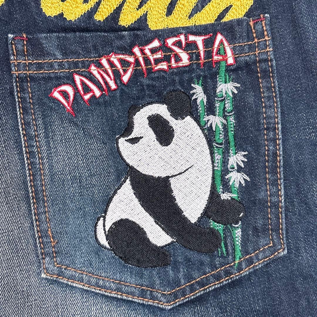 00s PANDIESTA W34 刺繍 和柄 バギー デニム ワイドストレート
