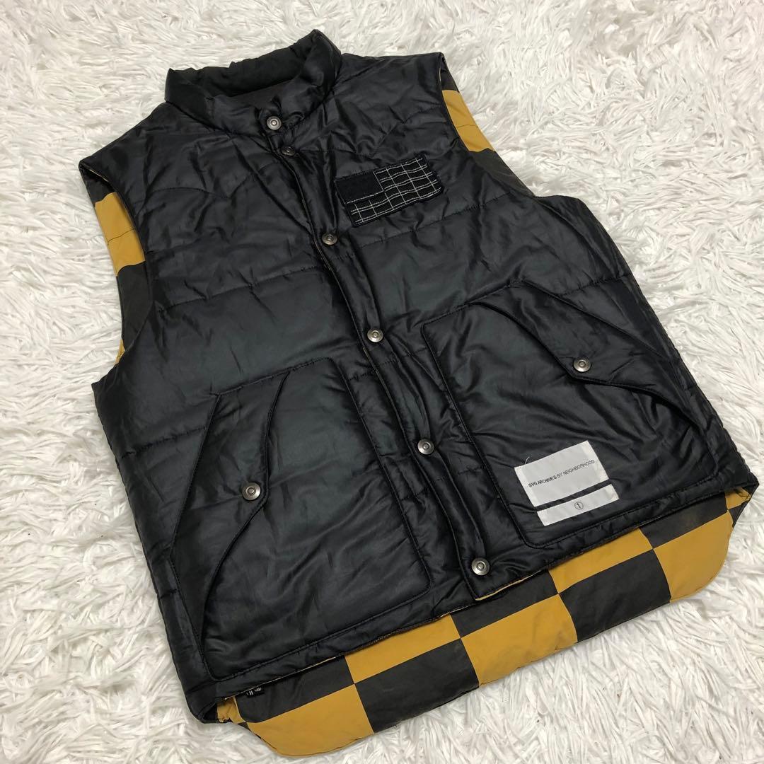 neighborhood ベスト　チェッカー　イエロー×ブラック　リバーシブル