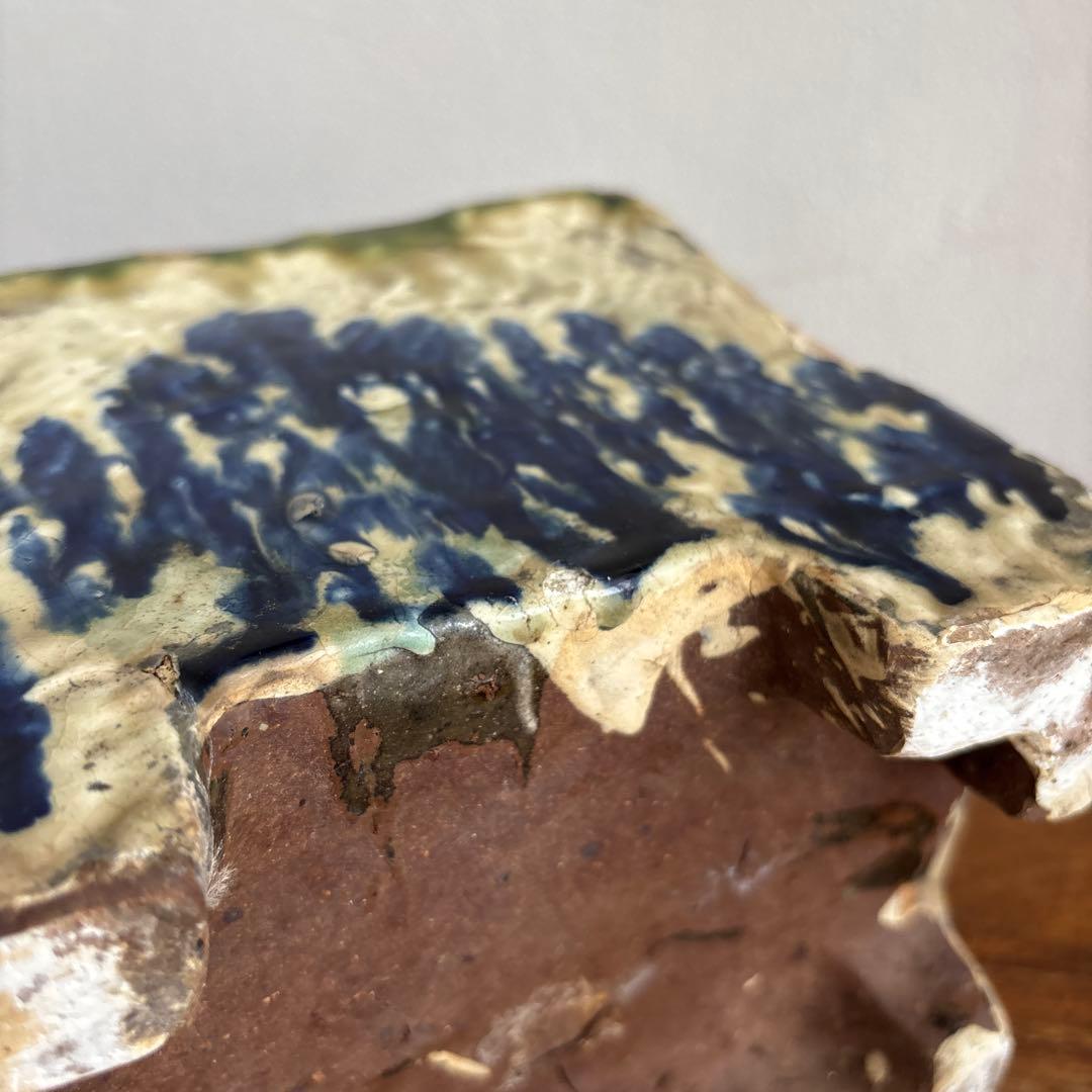 やちむん　切立　沖縄　壺屋　作者不明　アンティーク　四角　陶器鉢　焼き物