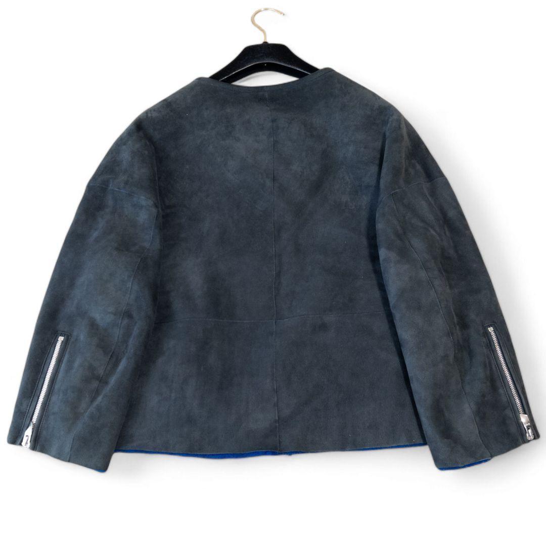 定価25万 アストラット リアルムートン ノーカラーライダースジャケット 黒 M