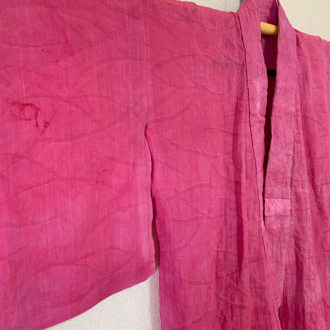 本麻　洗える長襦袢　カラー襦袢　ローズピンク　リサイクル　ka2