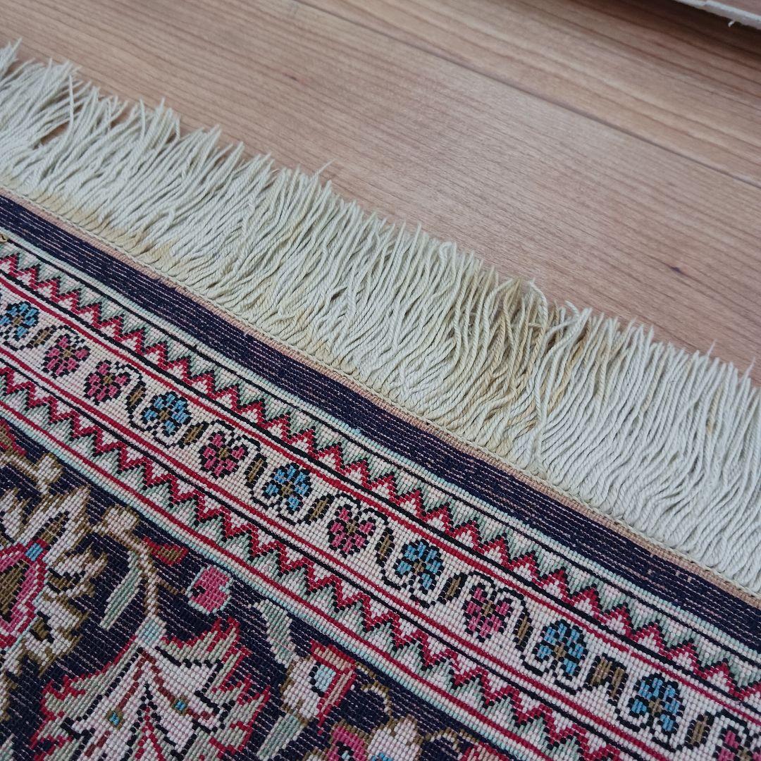 専用 Y3177-1 高級ペルシャ絨毯 クム産 手織90万ノット 130×89㎝