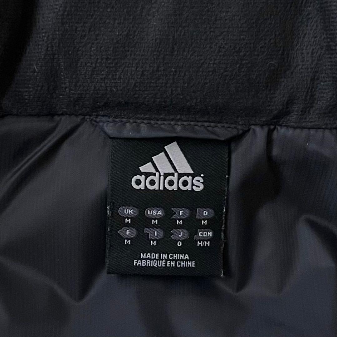 adidas 00s ダウンベスト オールブラック ドローコード Y2K テック