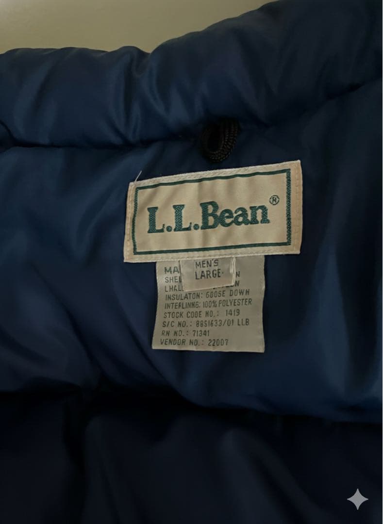 90s L.L.Bean グースダウンベスト ブルー メンズL 大阪古着屋購入