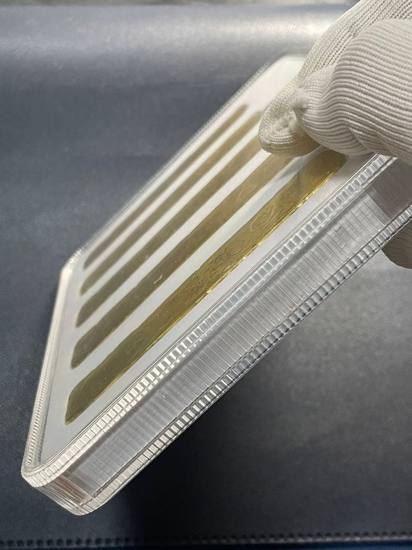 中国美術品　清代「福禄壽喜財　寶」銘　スラブケース入り金元寶金条　財運・運勢UP