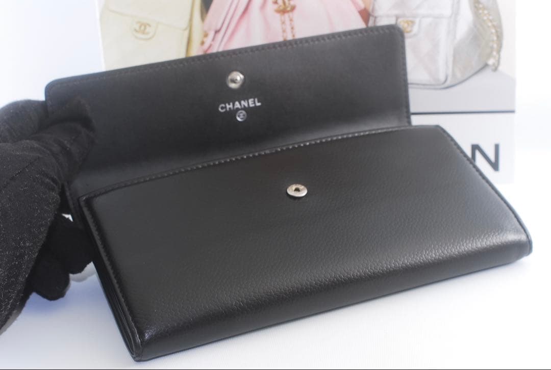 美品＊CHANEL＊シャネル＊キャビアスキン＊長財布＊フラップウォレット＊ココ