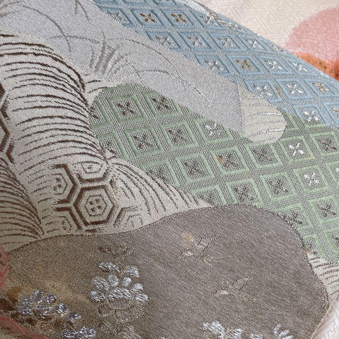 訪問着　フルセット　橘　手刺繍　鹿の子絞り　紗綾形地紋　入学式　卒業式　Q5