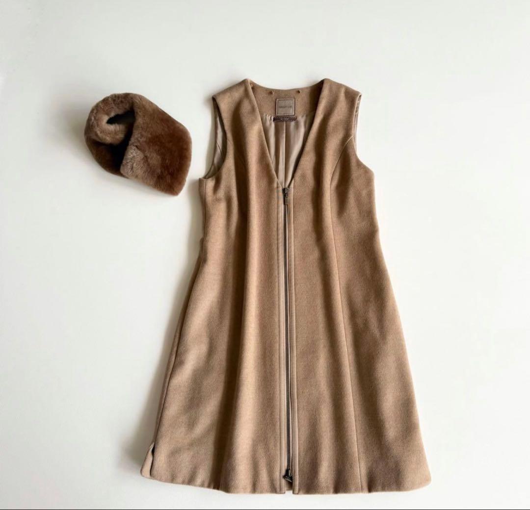 ◾️美品　フォクシー　foxy　デイジーリン　ジレ　ベスト　キャメル　ファー