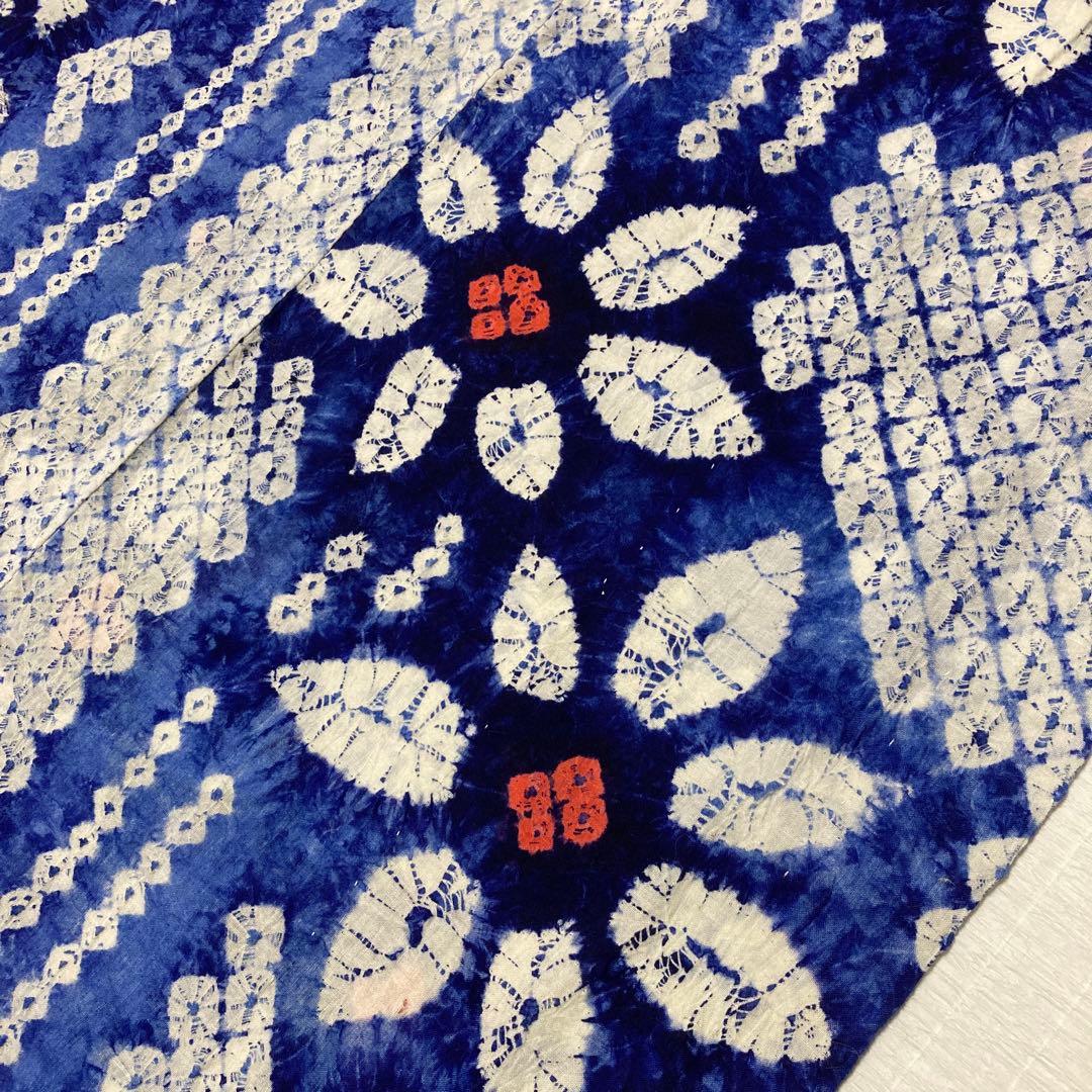 浴衣　有松鳴海絞り　縞と鉄線　裄68.5cm