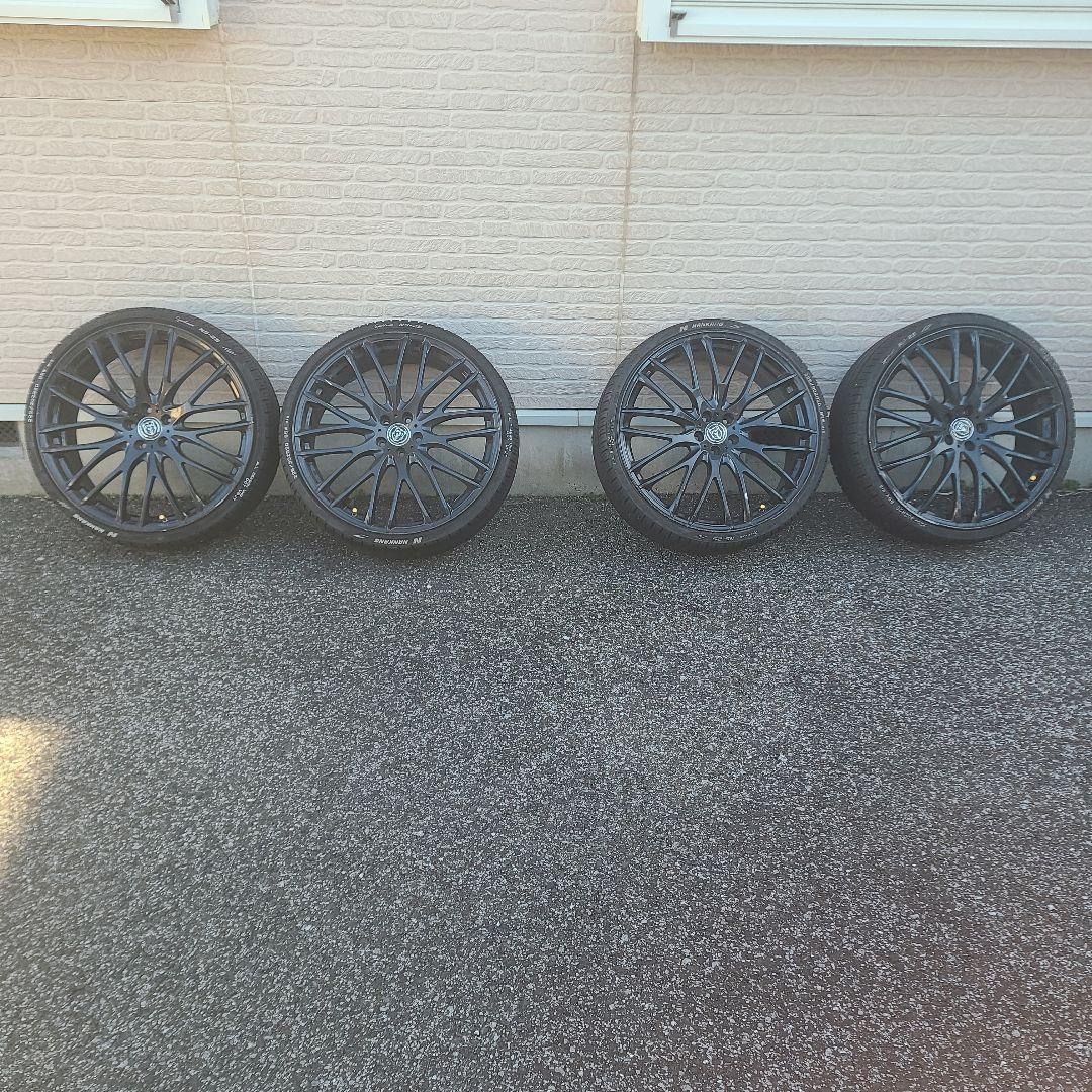 20インチ pcd100 ブラックスポークホイールセット