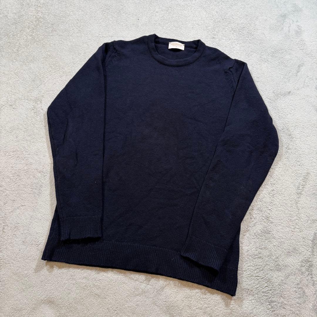 ジョンスメドレー　クルーネックニット　カシミヤ混ウール　ネイビー　M