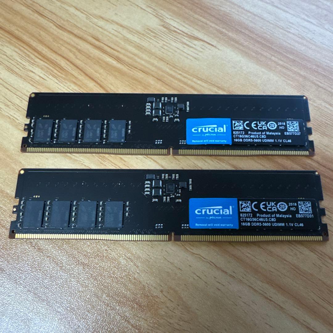 メモリー Crucial DDR5-5600 16GBx2 CT16G56C46U5