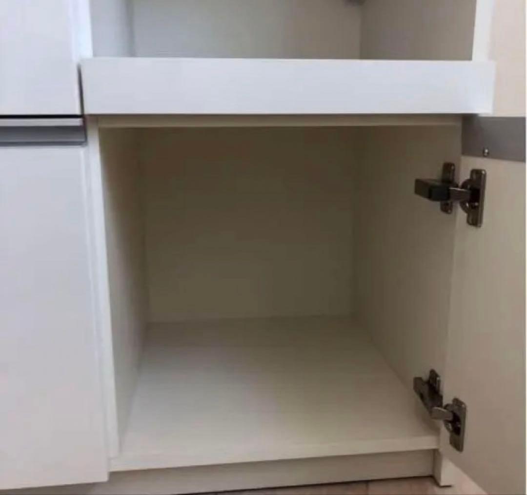 パモウナ　食器棚 キッチンボード ホワイト木製食器棚 3引き出し