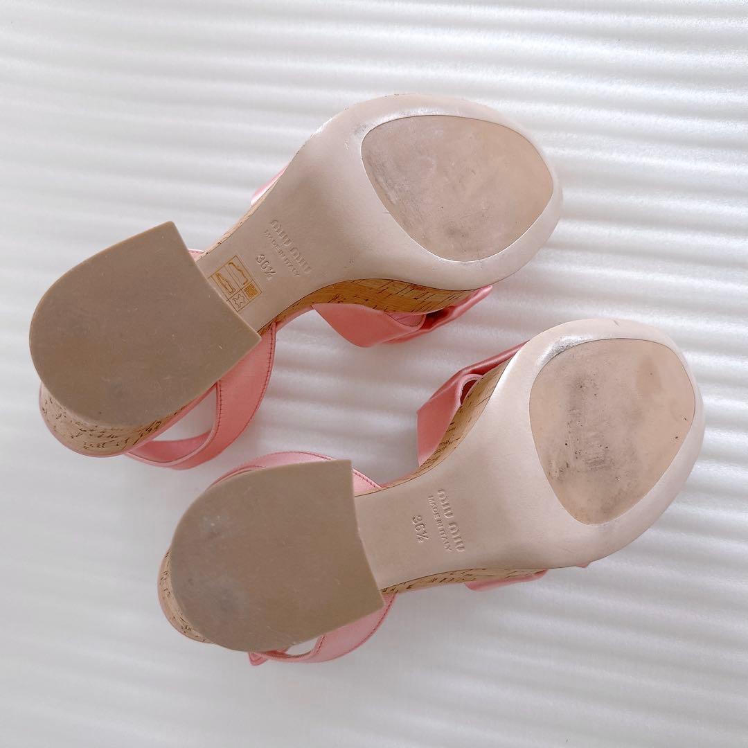 MIUMIU ミュウミュウ　厚底　リボン　サンダル　ハイヒール　一回使用