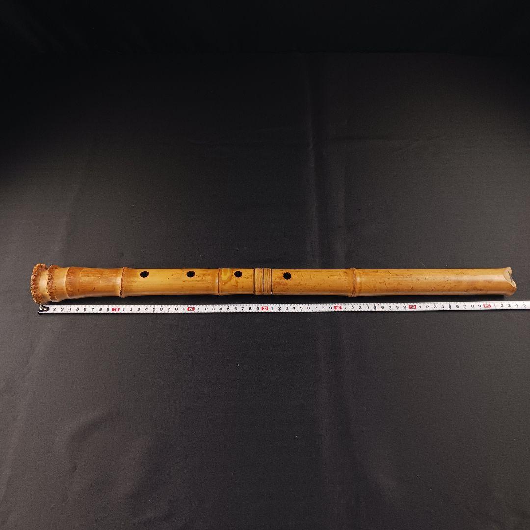 Y2886-2 琴古流 尺八 林山銘 銀三線藤巻 全長63㎝ 竹製