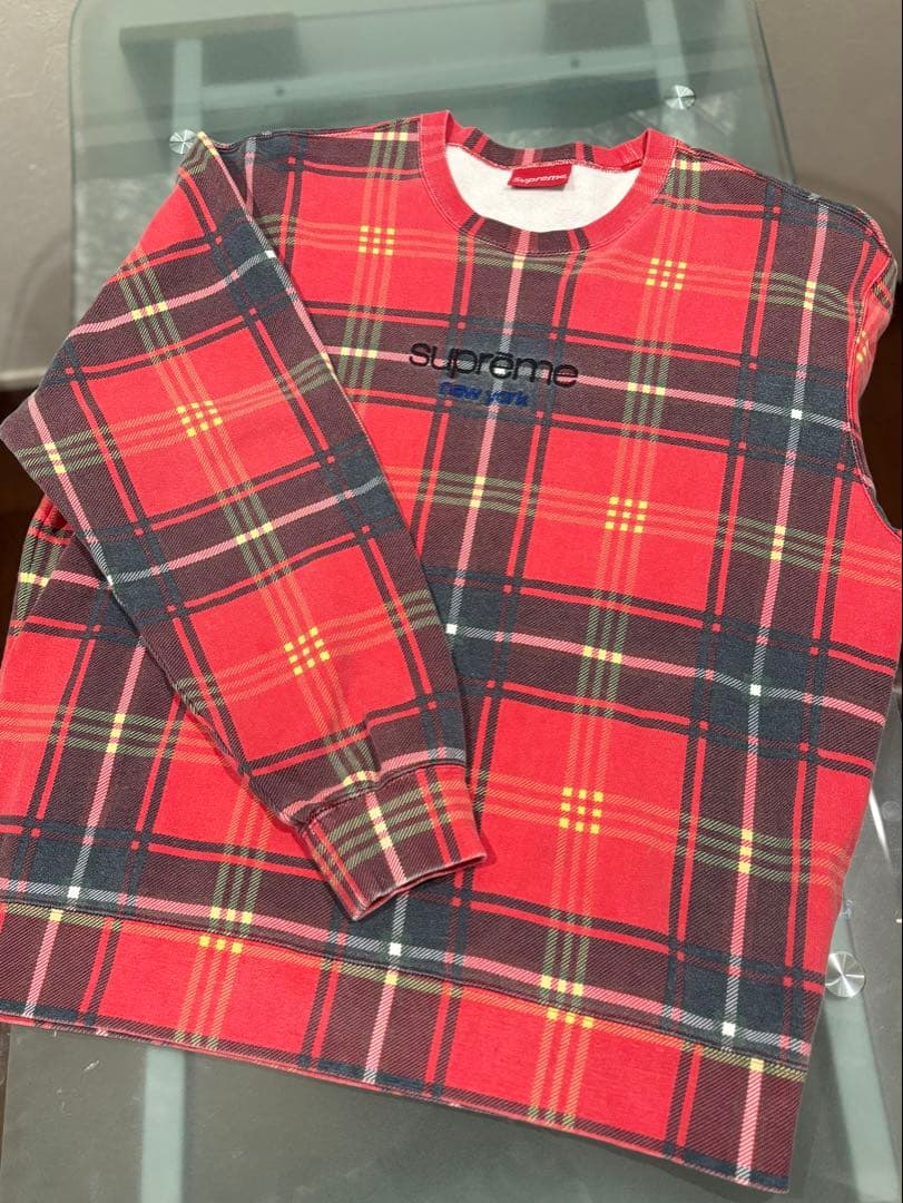 最終価格希少Supreme レッドチェック スウェット