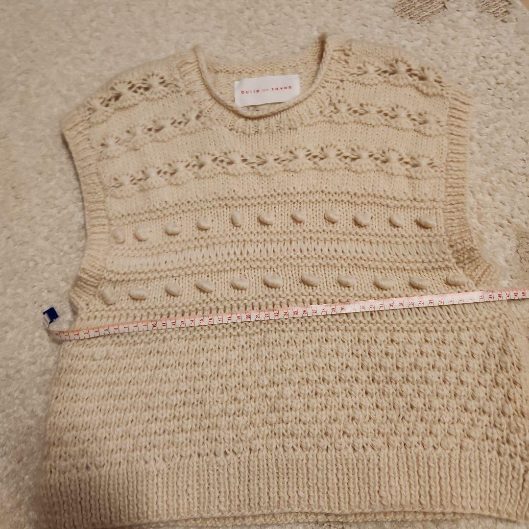 ビュルデサボン　ネパールハンドニット　おはなとぽんぽんベスト