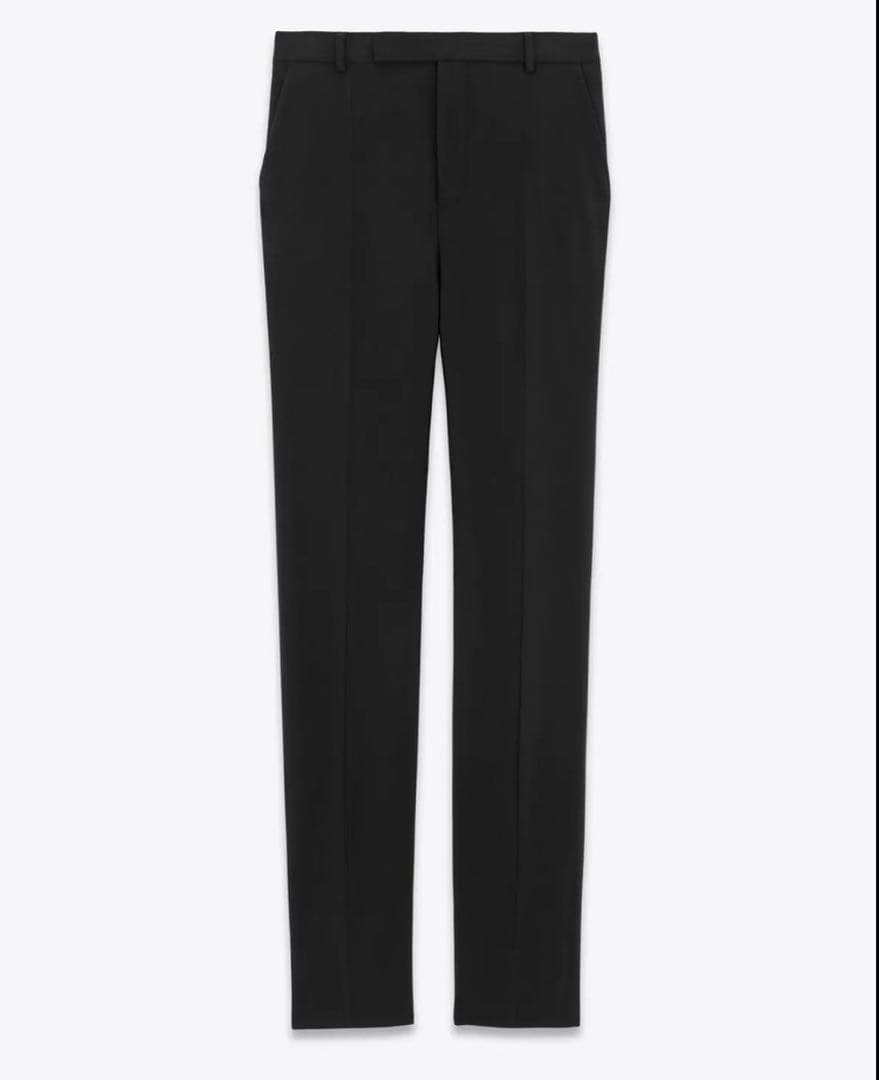 【美品】SAINT LAURENT PARIS \"ウールロングスリムスラックス\"