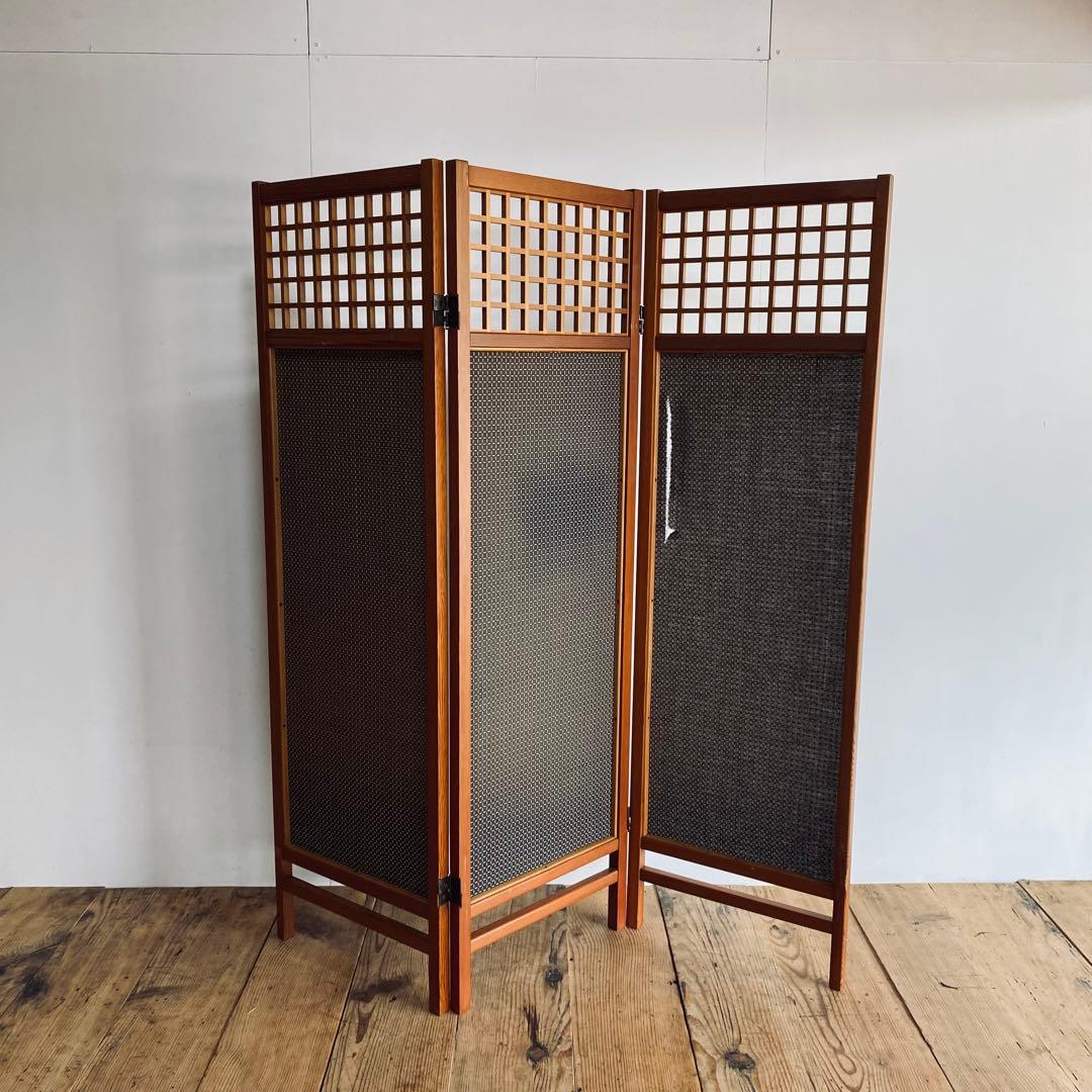 3点セット パーテーション ラタン モダン 和 格子 レトロ y9