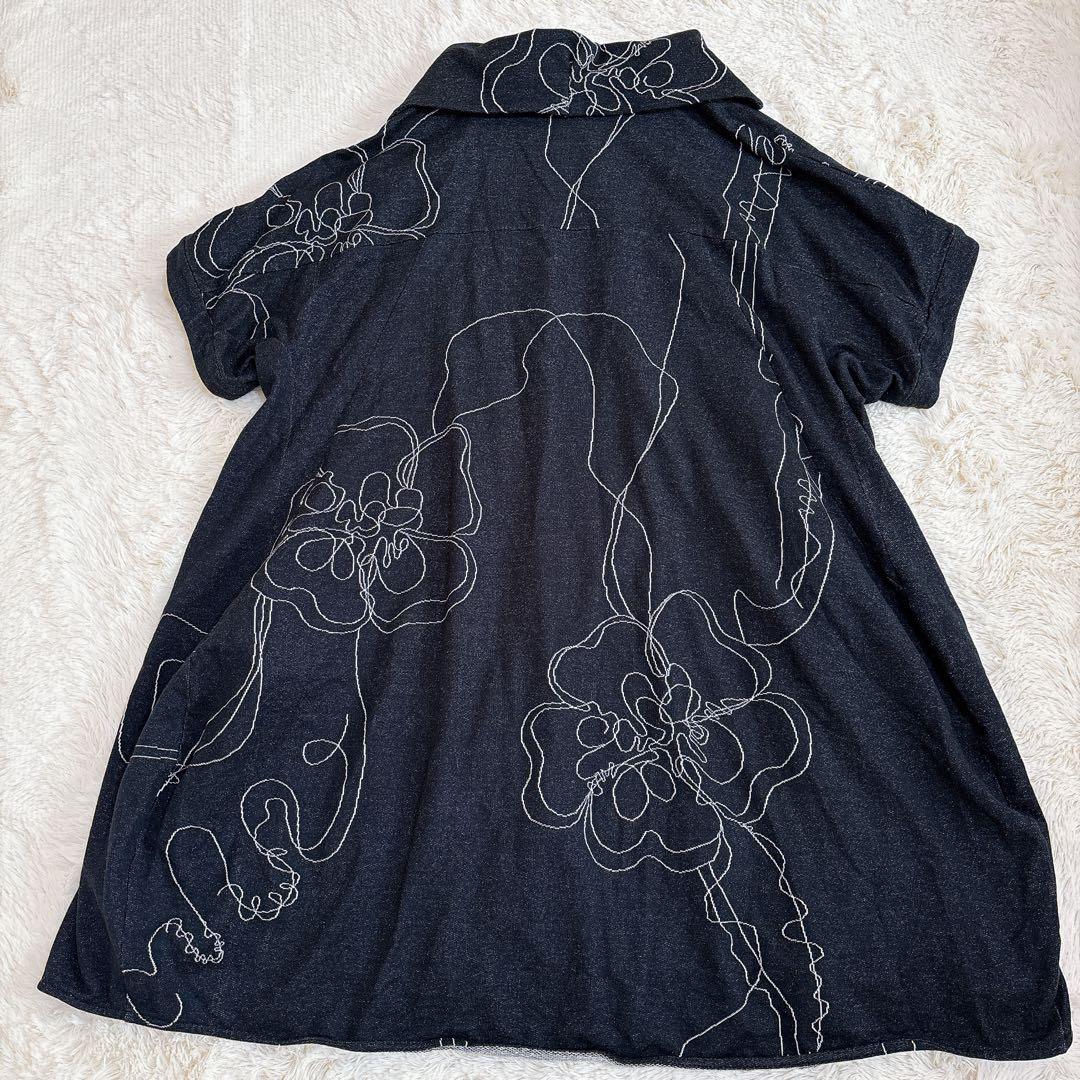 2024年モデル☆慈雨 糸あそび チュニック ワンピース 花 刺繍