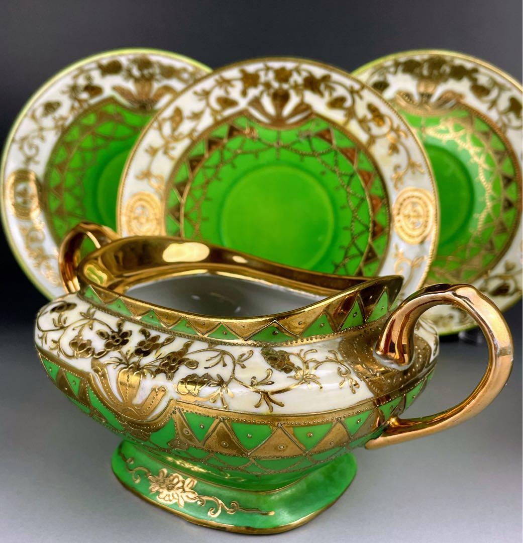 【希少】オールドニッポン シュガーボウル クリーマー ソーサー３枚セット 金盛り