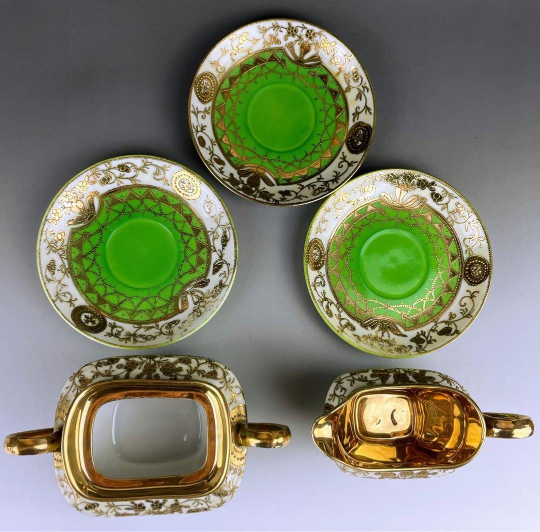 【希少】オールドニッポン シュガーボウル クリーマー ソーサー３枚セット 金盛り