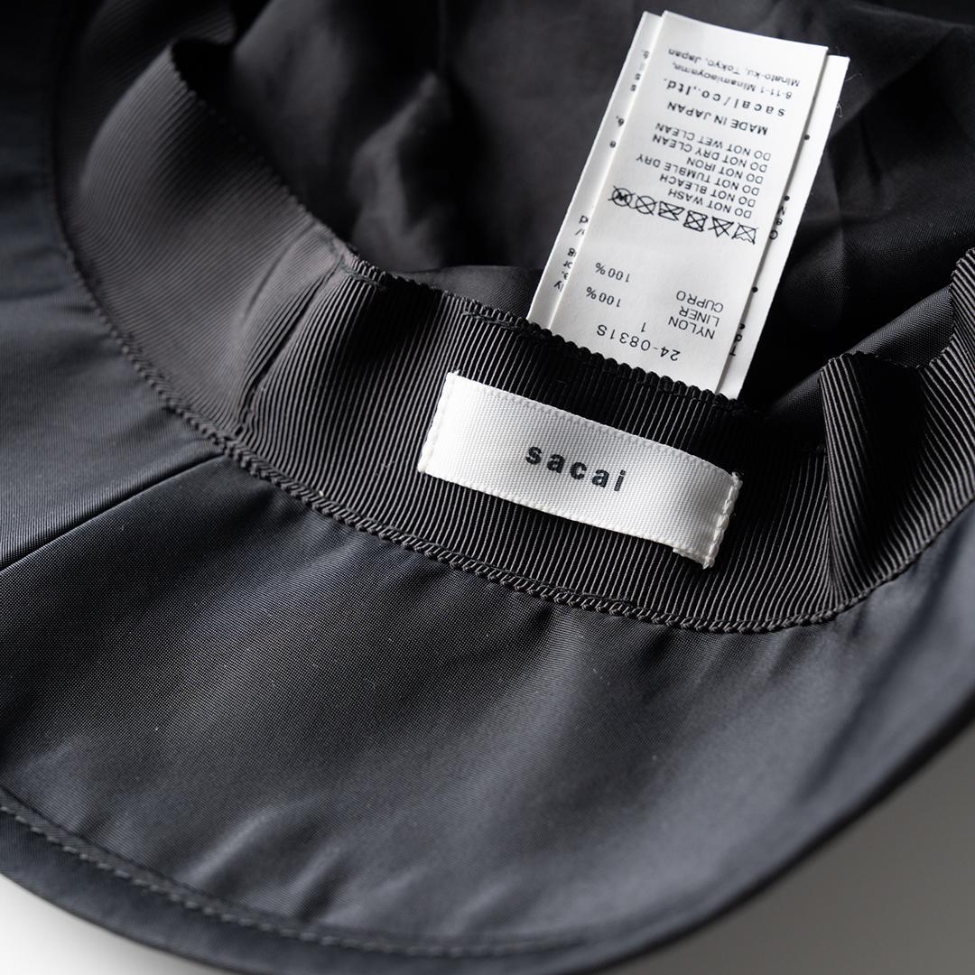 sacai サカイ ダブルブリム バケットハット 黒 ブラック ナイロン