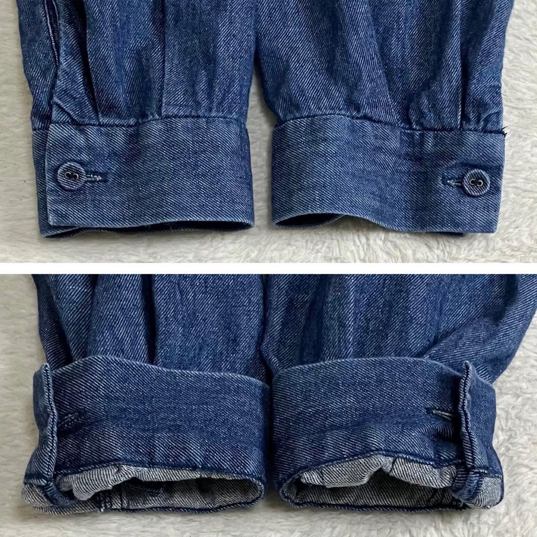 根々　ネネ　群言堂　石見銀山　デニムシャツワンピース　コットン　リネン　ブルー