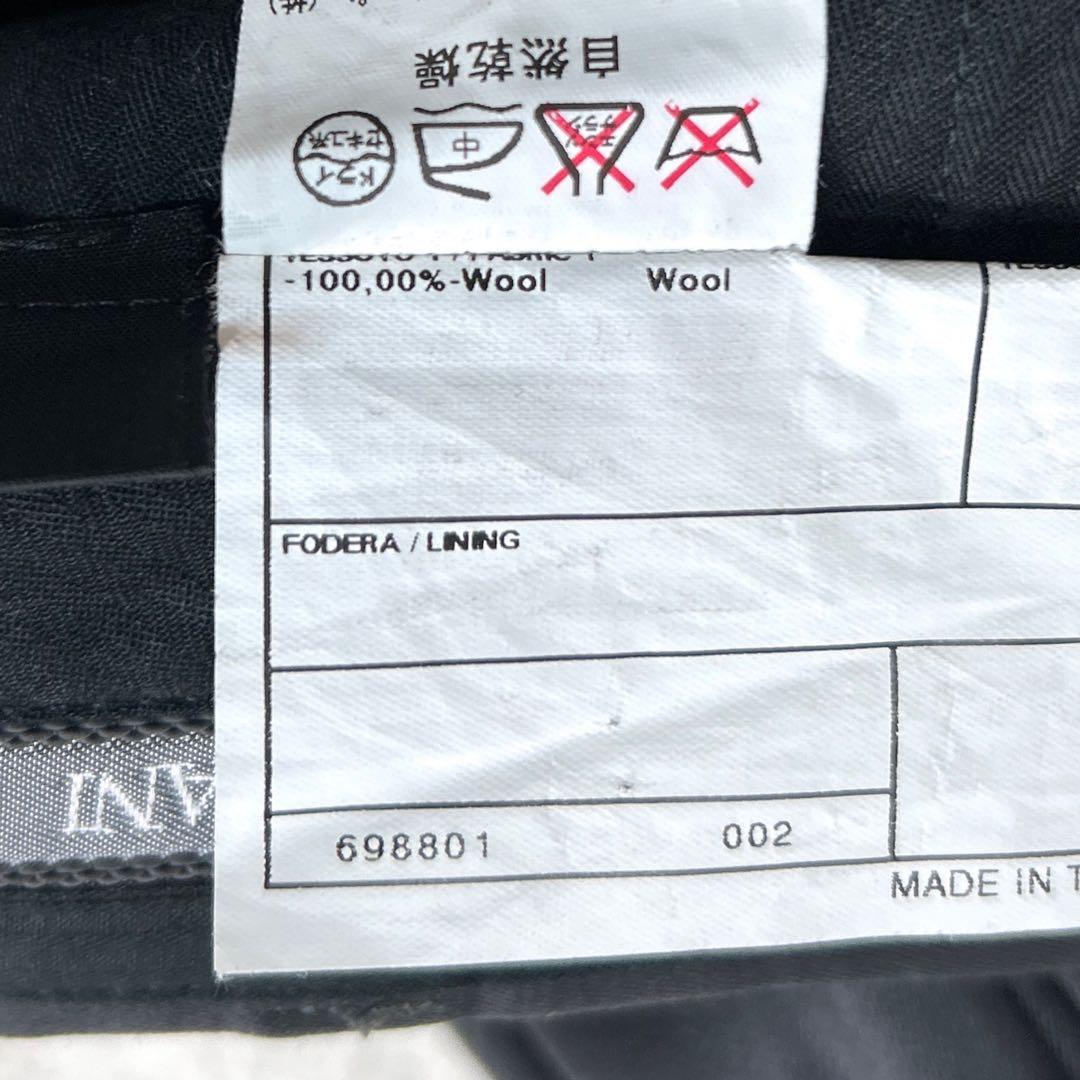 美品 アルマーニコレツォーニ ワイド スラックス 48 ダークグレー 光沢あり