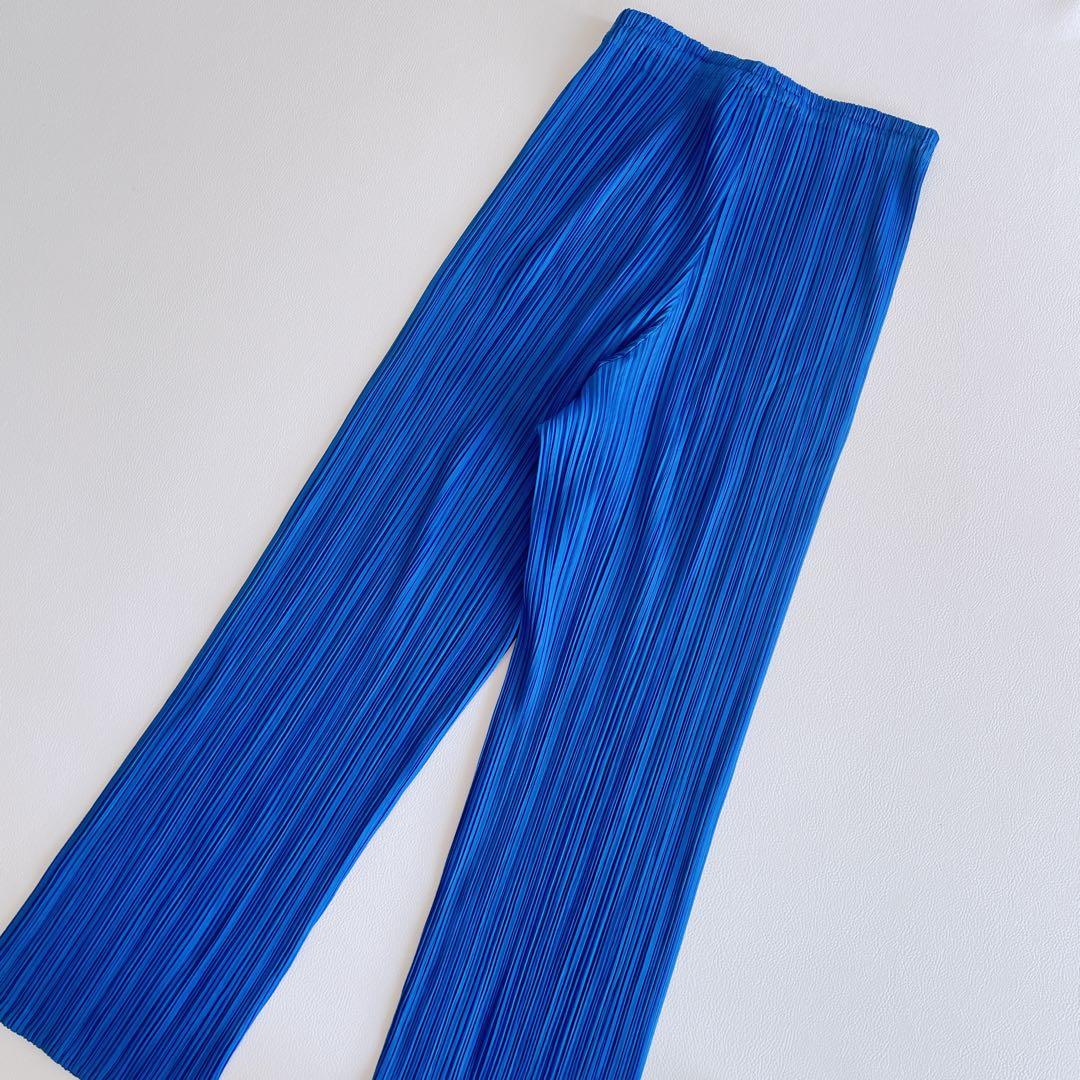 美品✨PLEATS PLEASE プリーツプリーズ　プリーツパンツ　ブルー