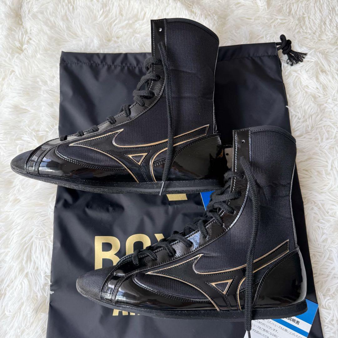 MIZUNO ミズノ ボクシングシューズ ブラックxゴールドエナメル 27cm