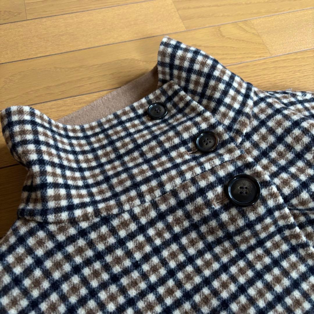 SHIPS any リバー スタンドカラー ポンチョ ショート コート　ベージュ