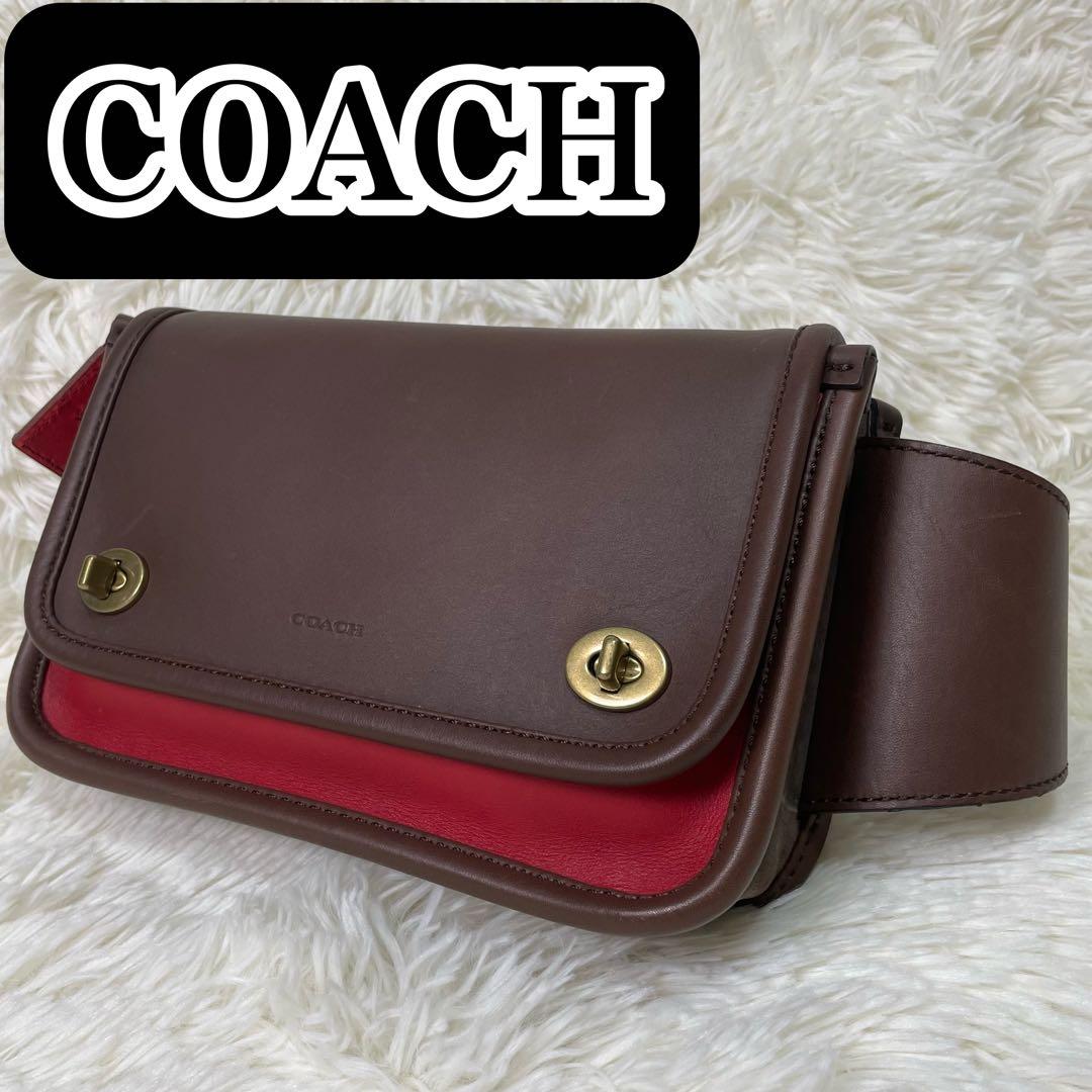 COACH コーチ ボディバッグ 70989 レザー ブラウン レッド レガシー