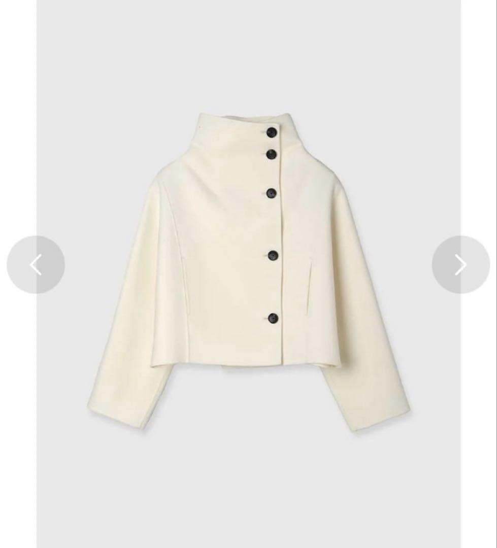 anuans スタンドネックリバーショートコート