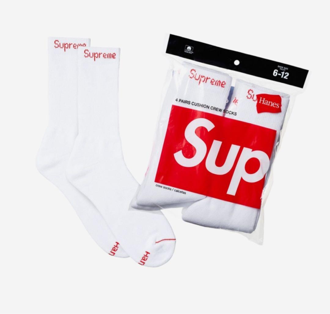 レッグウェア Supreme Hanes Crew Socks White (4 Pack)
