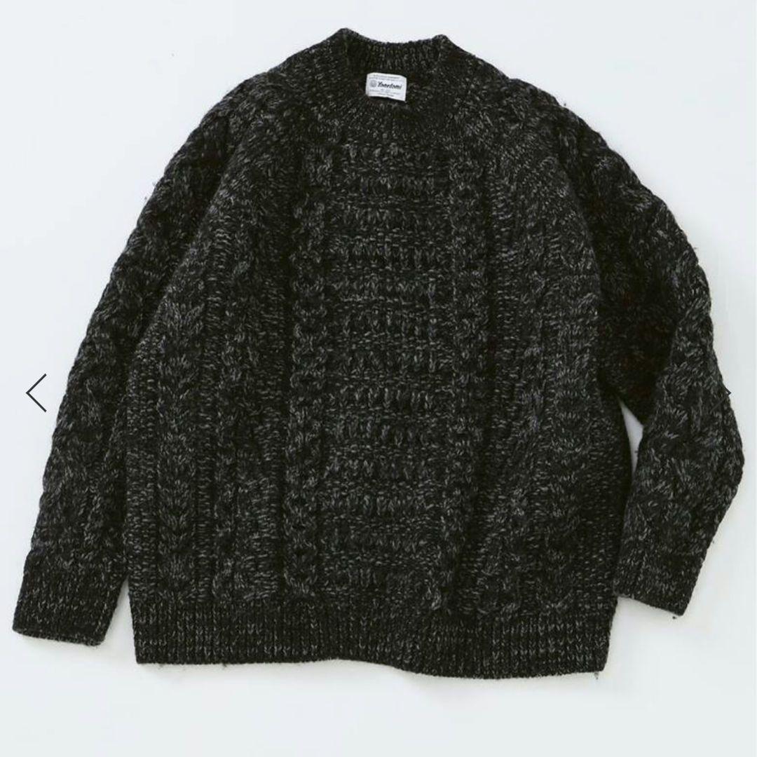 Yonetomi ダークグレー ケーブル編みニットセーター