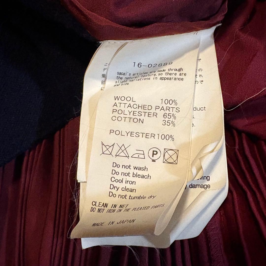 サカイ 2016AW ニット プリーツ パッチワーク ドッキングワンピース