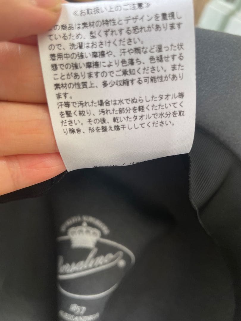 未使用品　ボルサリーノカーフレザーハット　グレー　フェルトウール秋冬お洒落滝マキ
